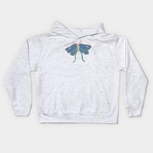 Luna moth Kids Hoodie by flywithsparrows